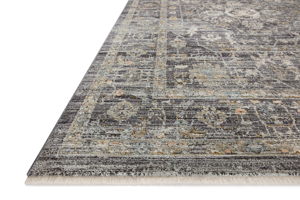 Jean Stoffer x Loloi Katherine Area Rug, Midnight  / Tobacco, 5'-3" X 5'-3" Round