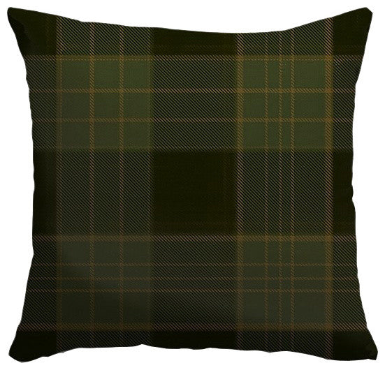 "Dark Green and Brown Tartan Plaid" Pillow 20"x20"