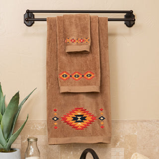 Del Sol Embroidered Towel Set, Mocha, 3 Piece