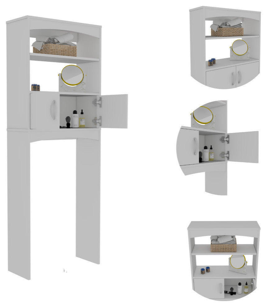 Hayward Over The Toilet Cabinet, with 1 Cabinet and 2 Shelves, White