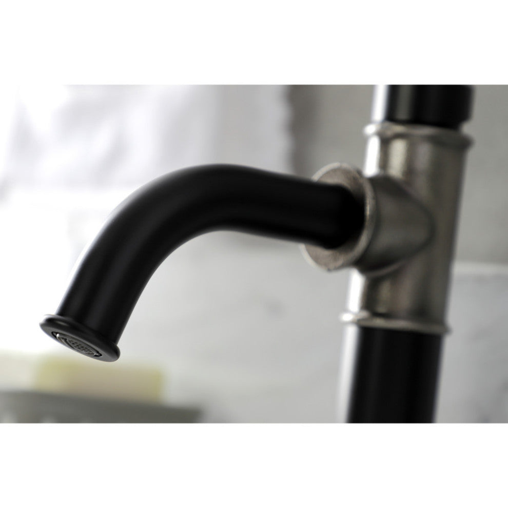 Single-Handle Bathroom Faucet With Push Pop-Up, Matte Black/Black Stainless