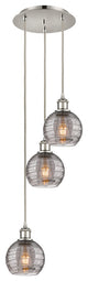 Ballston-Athens Deco Swirl 3-Light 13" Cord Pendant, Polished Nickel