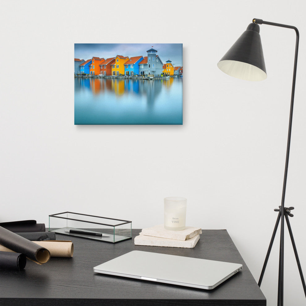 Blue Morning at Waters Edge Groningen Netherlands Canvas Prints, 12" X 16"