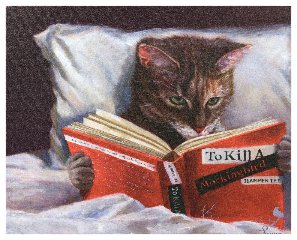 "Late Night Thriller" Cat Wall Art Graphic Art Print on Wrapped Canvas