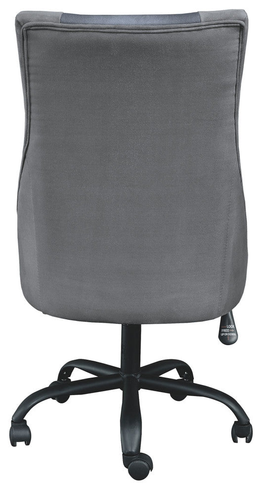 Benzara BM210815 Leatherette Wooden Frame Swivel Gaming Chair, Gray and Black