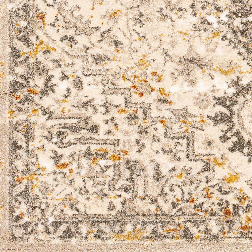Surya Tuscany TUS-2307 5'3"x7'3" Rug, Champagne/Cream/Burnt Orange/Brown/Denim