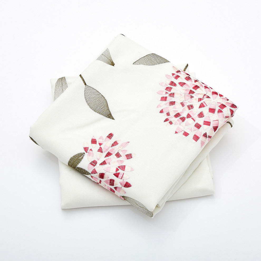 Embroidery Canvas Pillow Cover 2 Piece Set, Burgundy, 20" X 20"