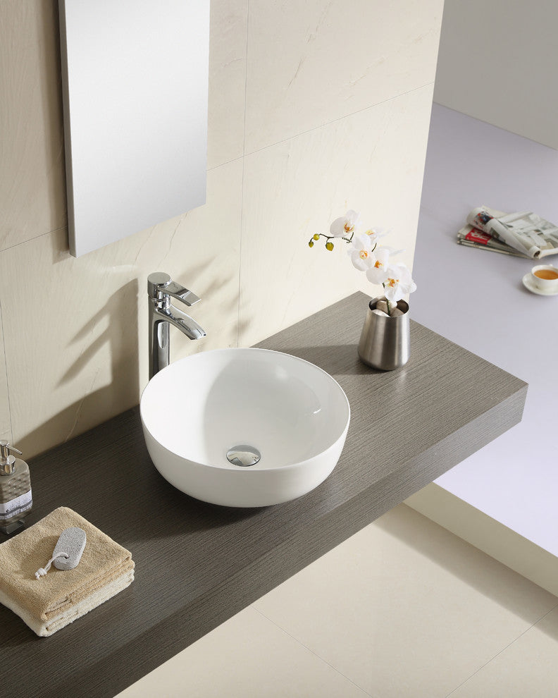 Fine Fixtures White Vitreous China 16" Thin Edge Vessel, Round