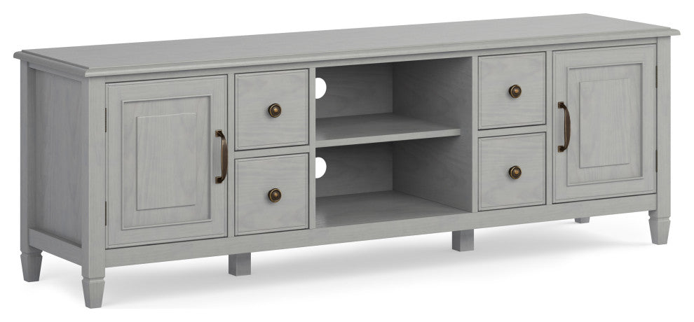 Connaught Solid Wood 72" Wide TV Stand For TVs Up To 80", Fog Grey