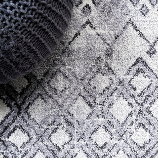 Azmar Moroccan Geometric Distressed Ivory/Black 2 ft. x 10 ft. Runner Rug