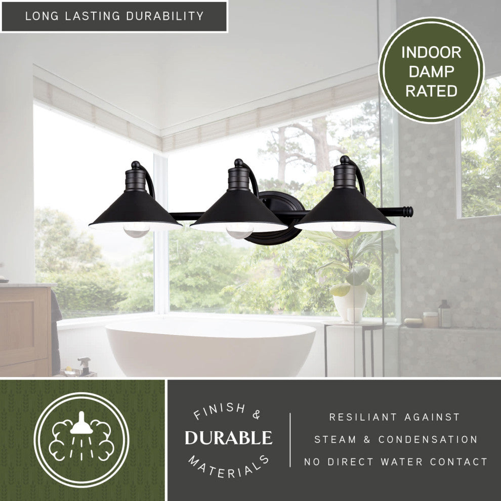 Akron 3-Light Vanity Oil Rubbed Bronze and Matte White