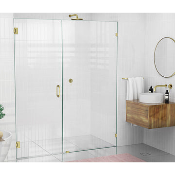 78"x71.5" Frameless Shower Door Wall Hinge, Satin Brass