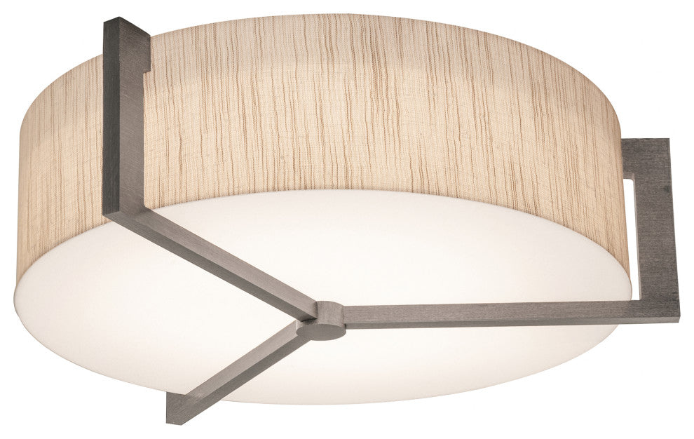 Apex 12'' Flush Mount, Weathered Gray, Jute Shade