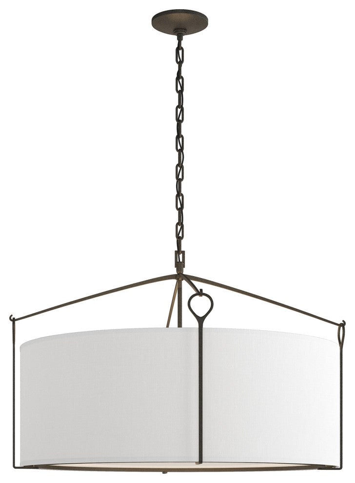 Bow Large Pendant, Natural Iron Finish, Natural Anna Shade