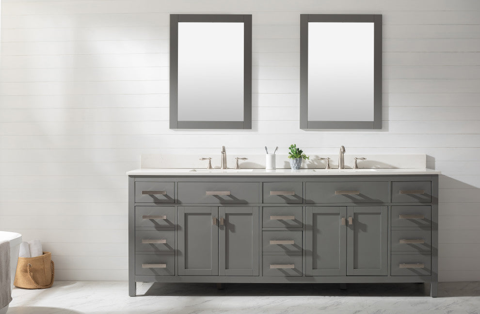 Design Element Valentino 84" Gray Double Rectangular Sink Vanity