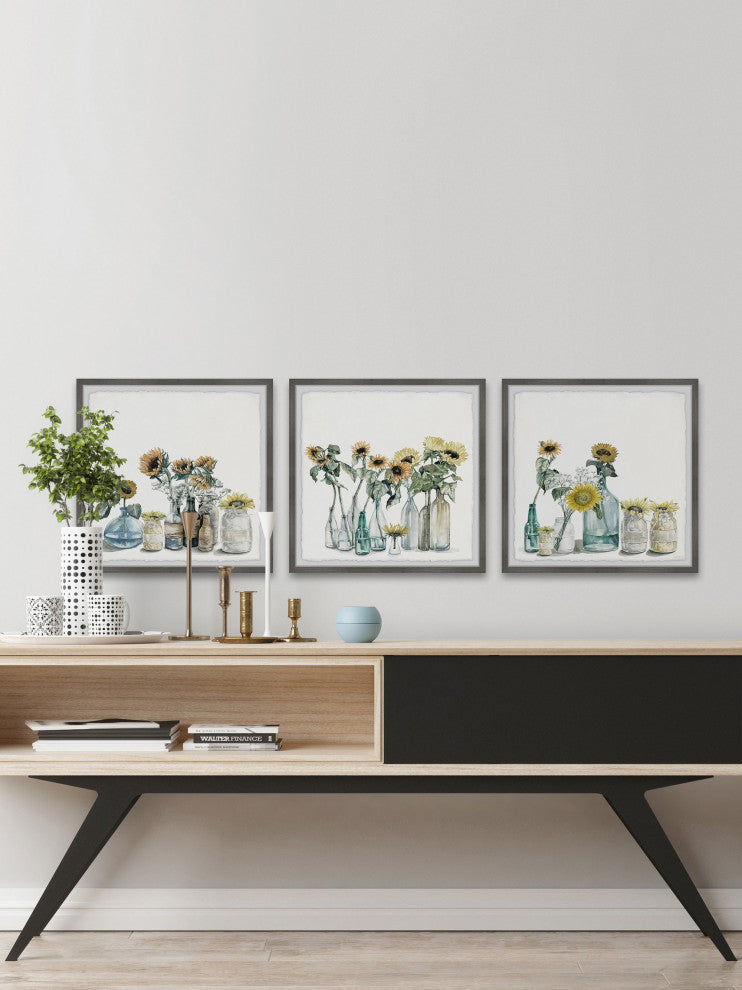 Sunflower Collection Triptych, Set of 3, 12x12 Panels