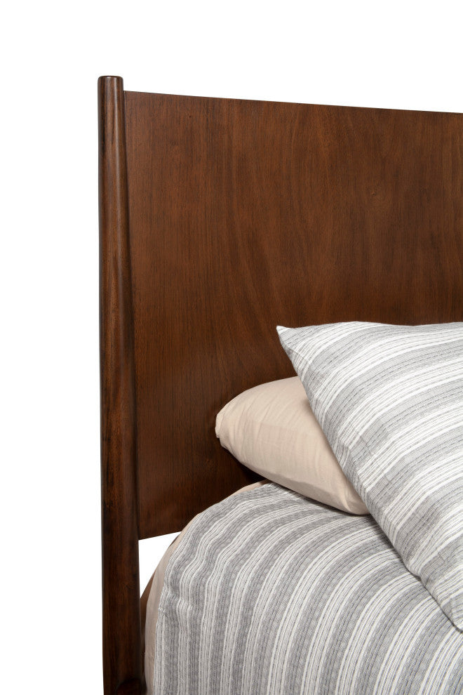 Flynn Mid Century Modern Standard King Panel Bed, Walnut