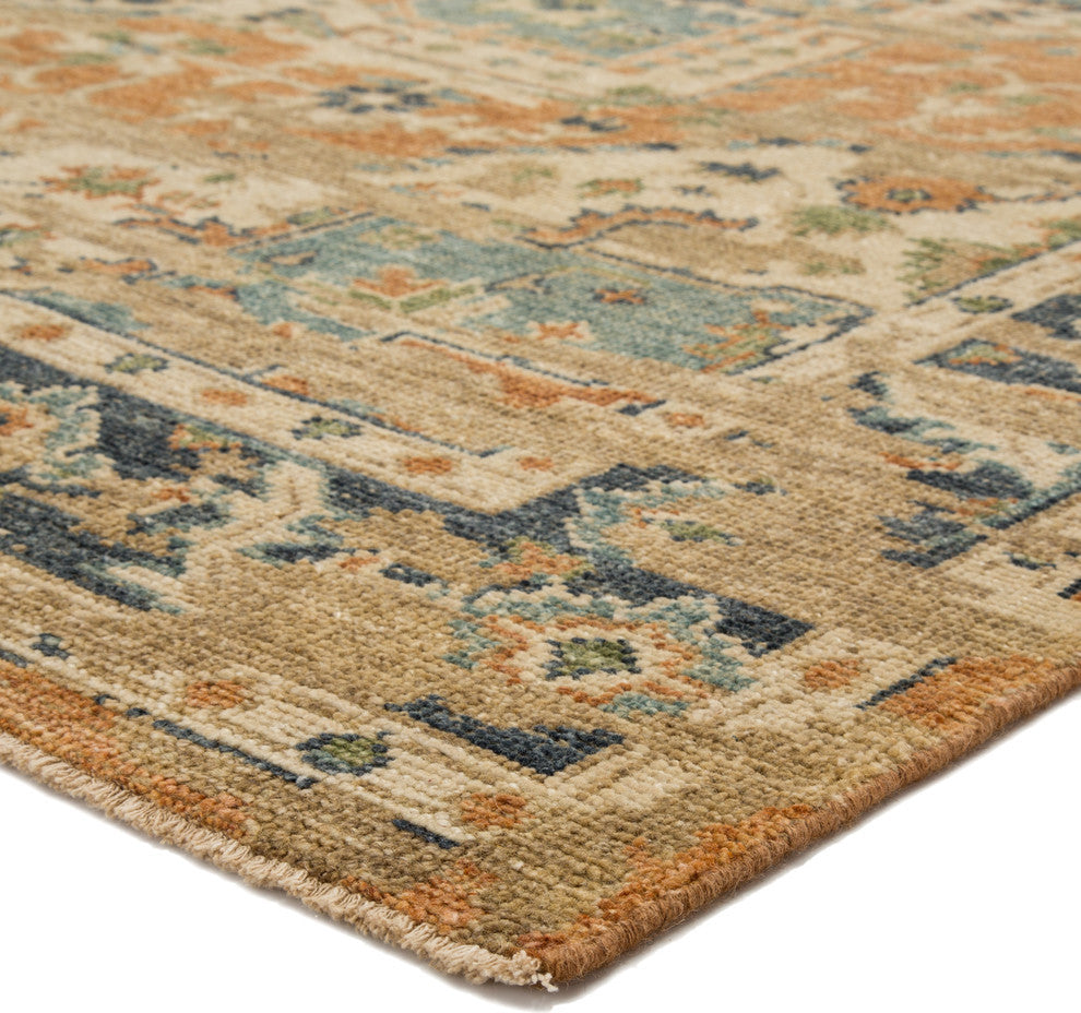 Jaipur Living Cadenza Knotted Medallion Orange/Blue Area Rug, 6'x9'