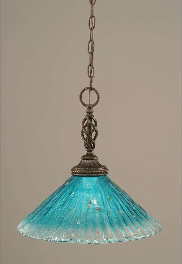 Toltec Lighting Elegante Pendant, 16" Teal Crystal Glass