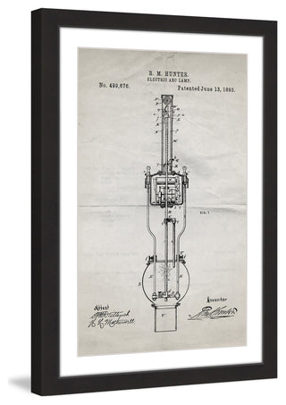 "Arc Lamp 1893 Old Paper" Framed Painting Print