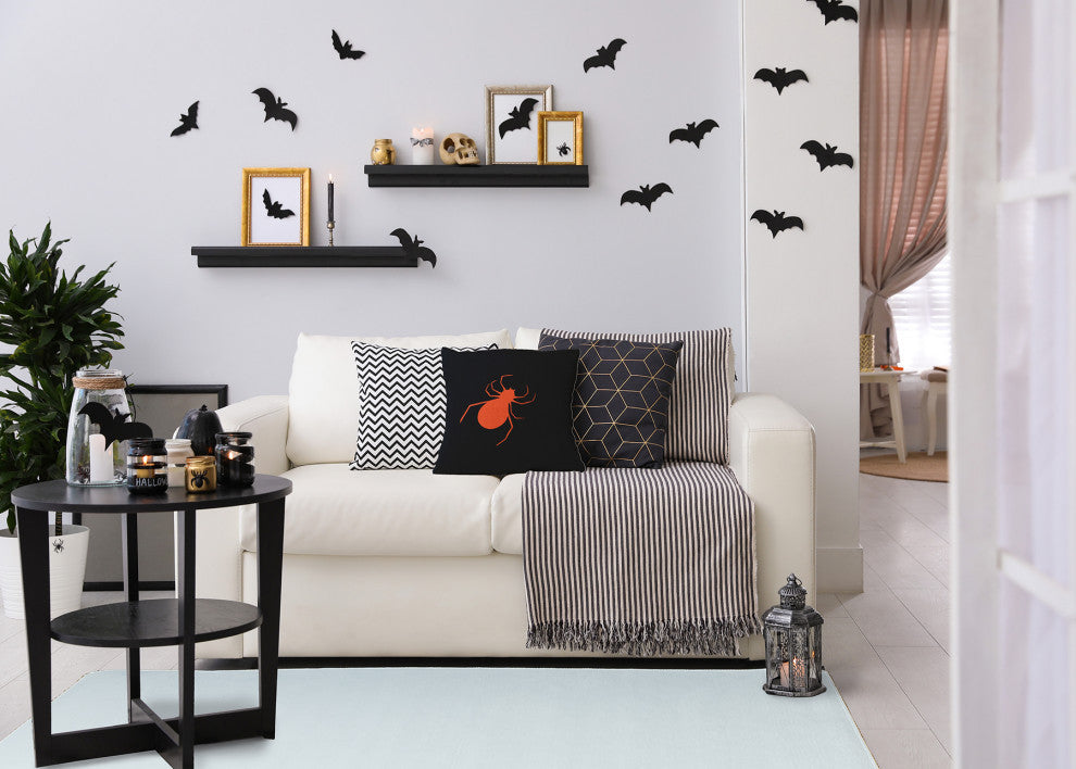 Halloween Spiders Accent Pillow, Harvest Orange, 26"x26"