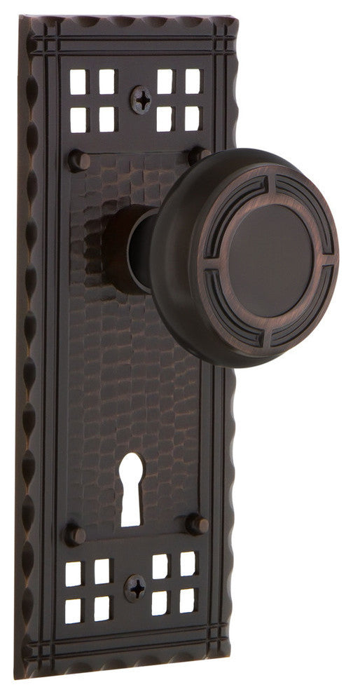 Craftsman Plate Privacy Mission Knob, Timeless Bronze