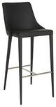 Modern Bar Stool, Black PU Leather Upholstery & Elegant H-Shaped Chrome Footrest