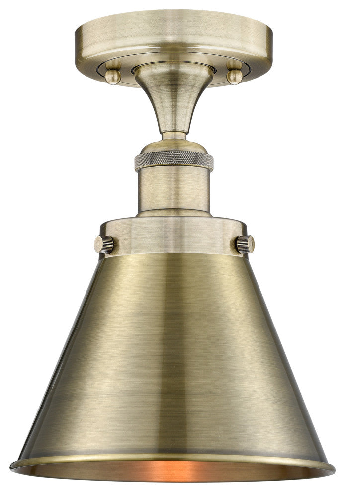 Appalachian-1 Light 8" Semi-Flush Mount-Antique Brass Shade
