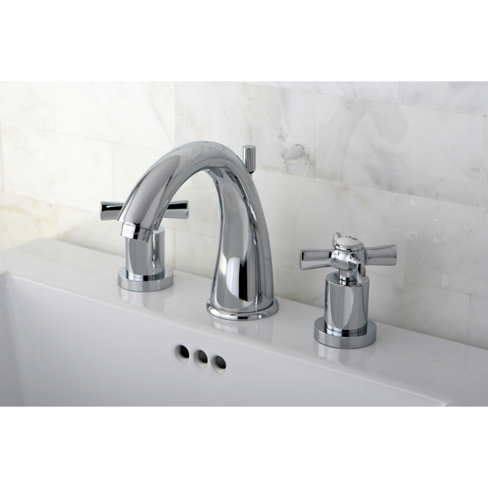 Kingston Brass Widespread Bathroom Faucet With Brass Pop-Up, Polished Chrome
