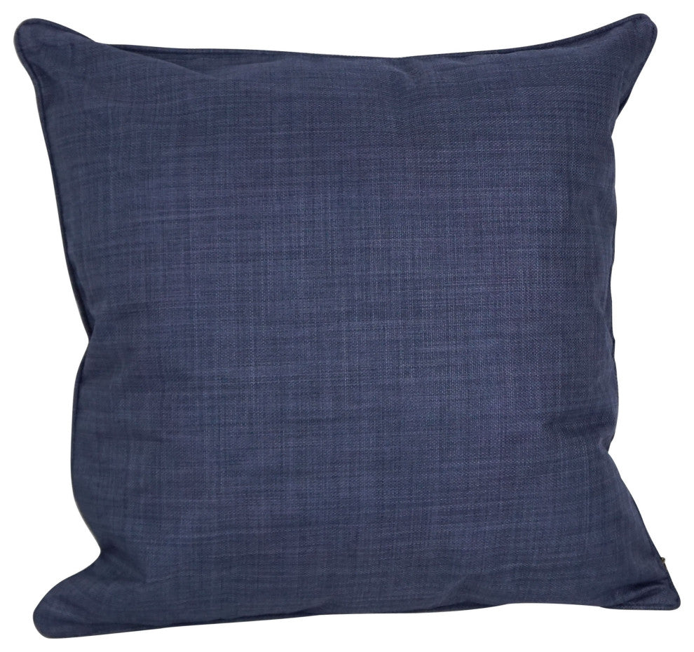 25" Double-Corded Polyester Square Floor Pillows With Inserts, Set of 2, Azul