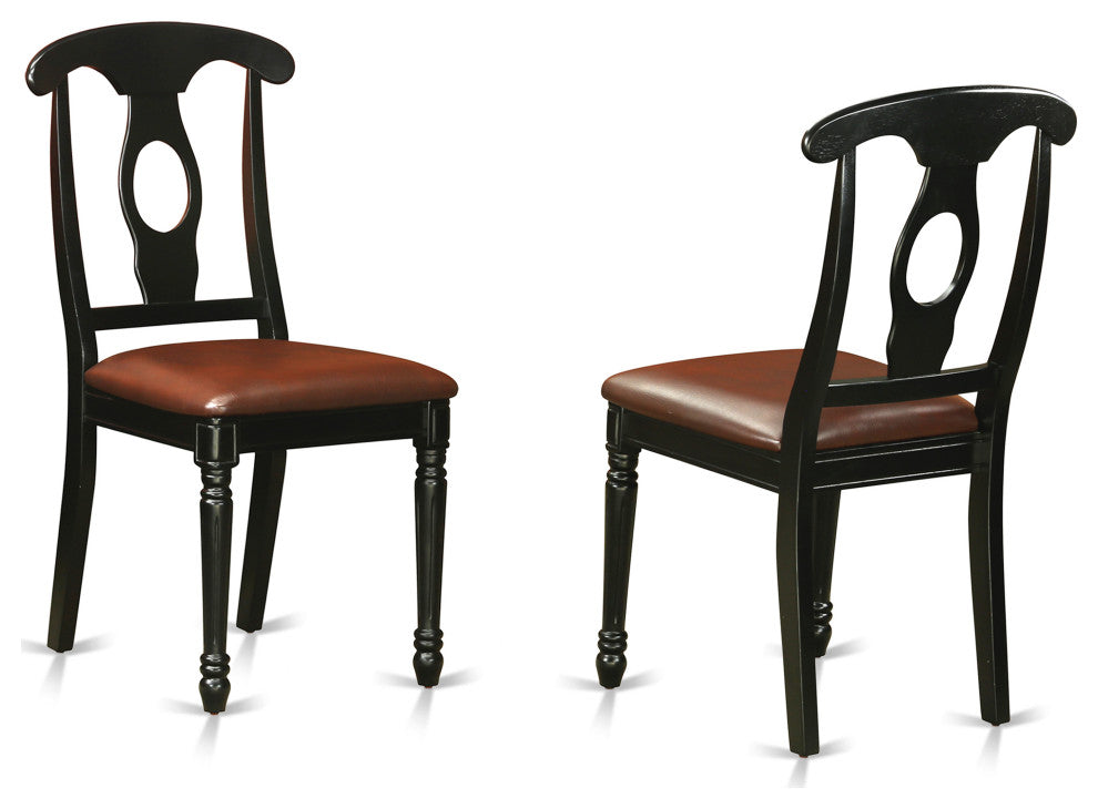 5-Pc Dining Set 4 Chairs, Faux Leather Seat, Table, Butterfly Leaf Top, Black