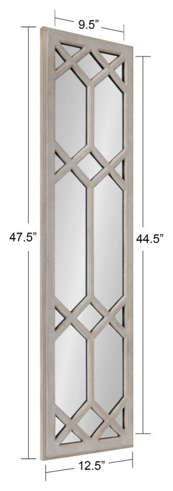 Gramlock Wood Wall Mirror, Gray, 13x48