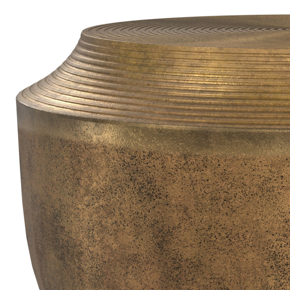 Timmons Cast Aluminum Coffee Table in Antique Brass