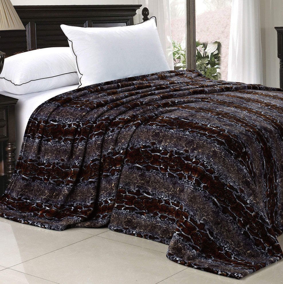 Chocolate Snake Safari Flannel Fleece Blanket, Twin