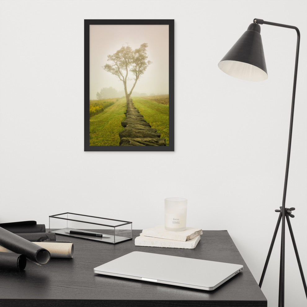 Calming Morning Rural Landscape Framed Photo Paper Wall Art Prints, Black, 12" X 18"