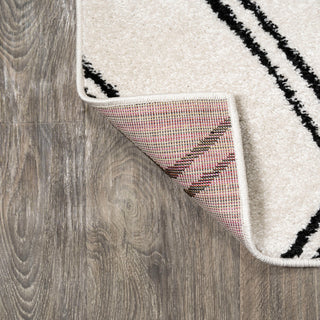 Deia Moroccan Style Diamond Shag, White/Black, 5'x8'