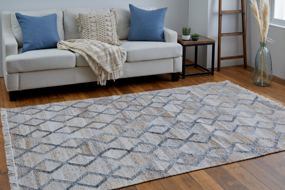 Weave & Wander Elstow Transitional PET Yarn Charcoal Gray/Beige Rug, 3'6"x5'6"