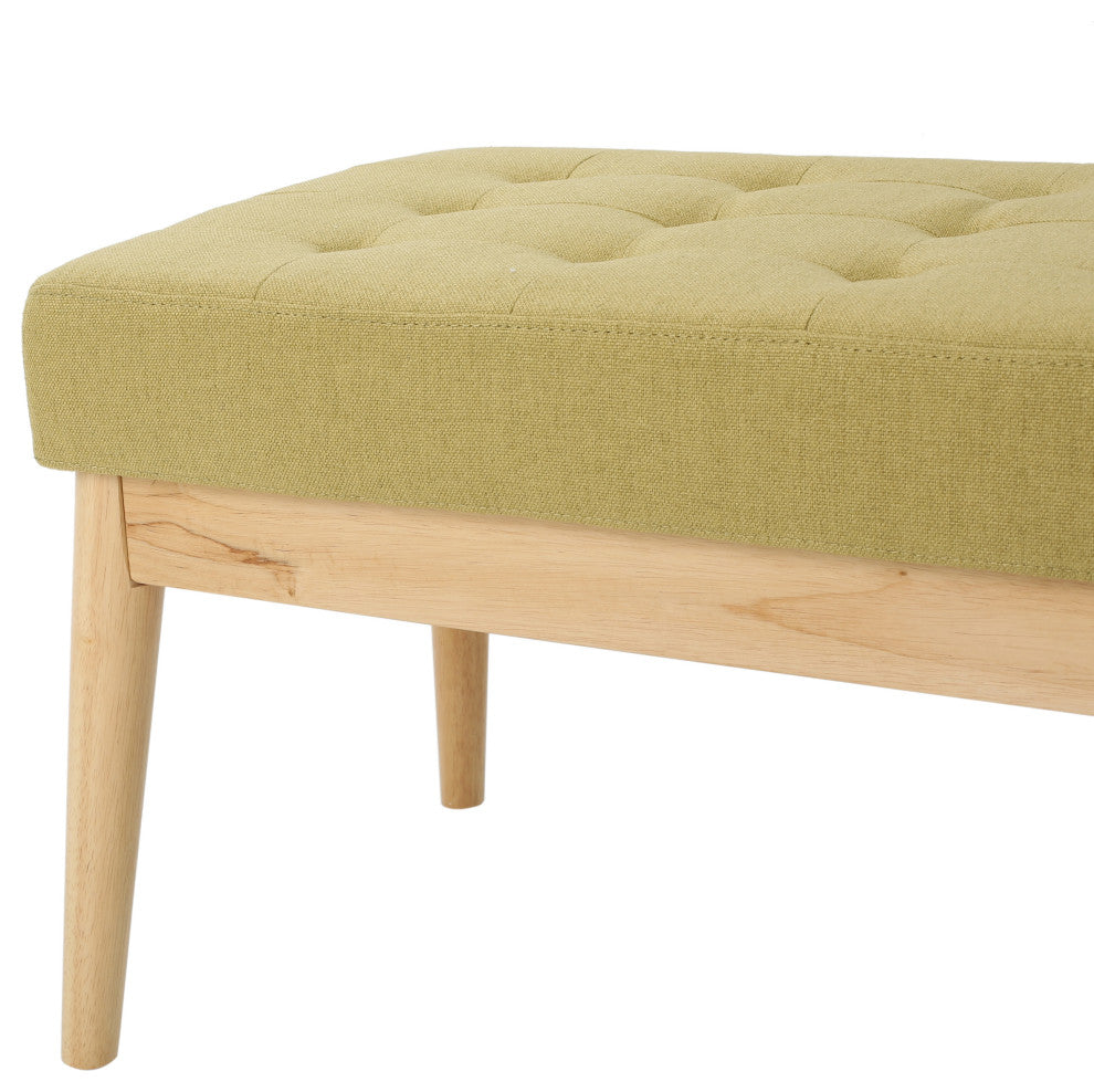 GDF Studio Mid-Century Modern Fabric Upholstered Bench, Olive Green