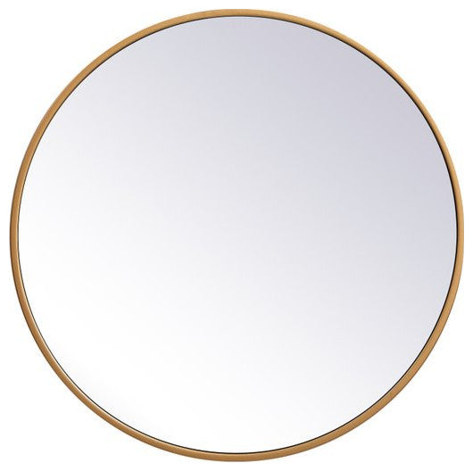 Elegant Decor MR4821BR Metal Frame Round Mirror, 21", Brass