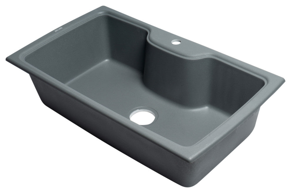 ALFI brand AB3520DI-T Titanium 35" Drop-In Single Granite Composite Kitchen Sin