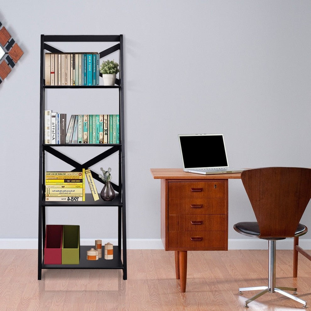 Durable 4-Tier Ladder Space-saving Bookshelf