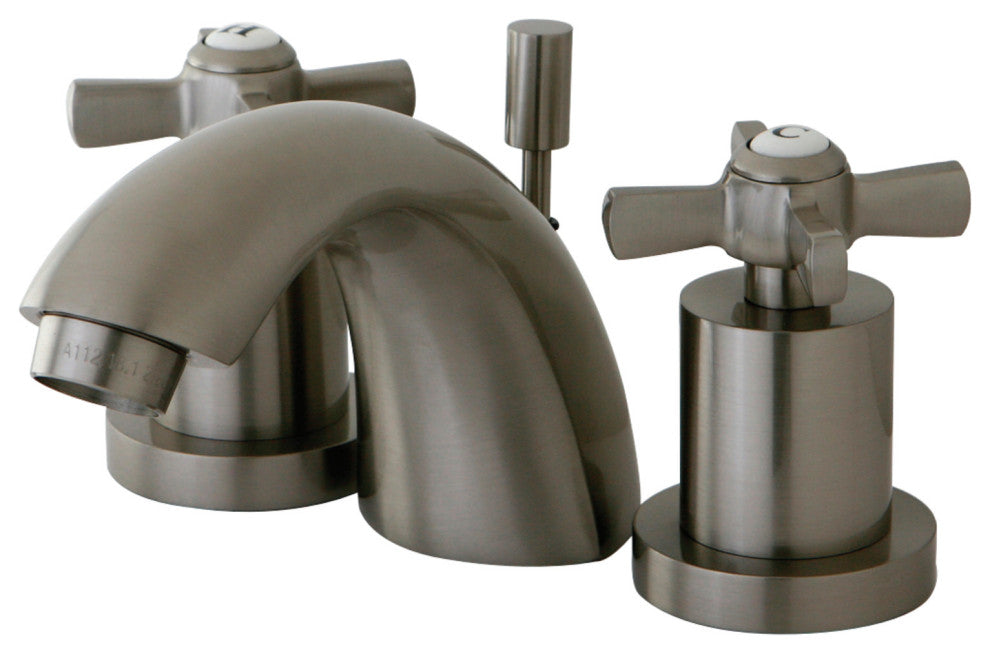 Kingston Brass Mini-Widespread Bathroom Faucet With Brass Pop-Up, Brushed Nickel