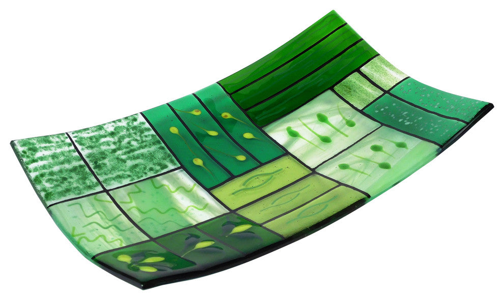 Decorative Fused Glass Plate "A Gentle Color Mix", Green