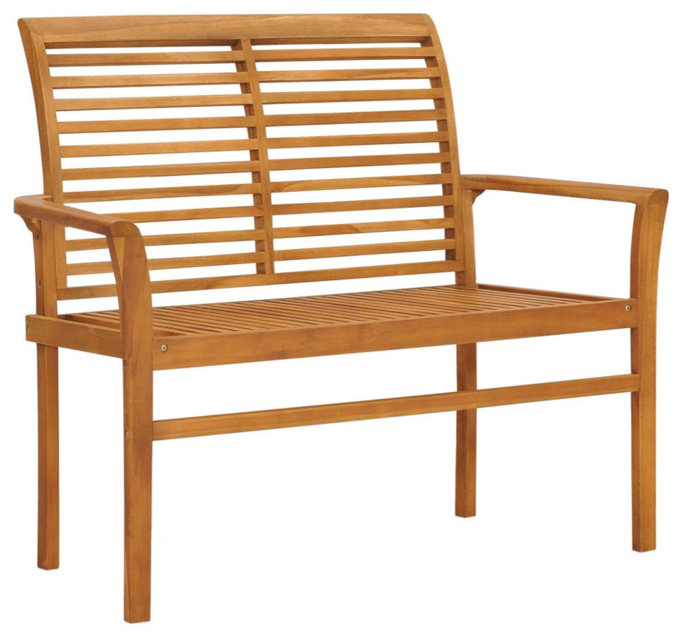 Vidaxl Garden Bench With Red Cushion 44.1" Solid Teak Wood