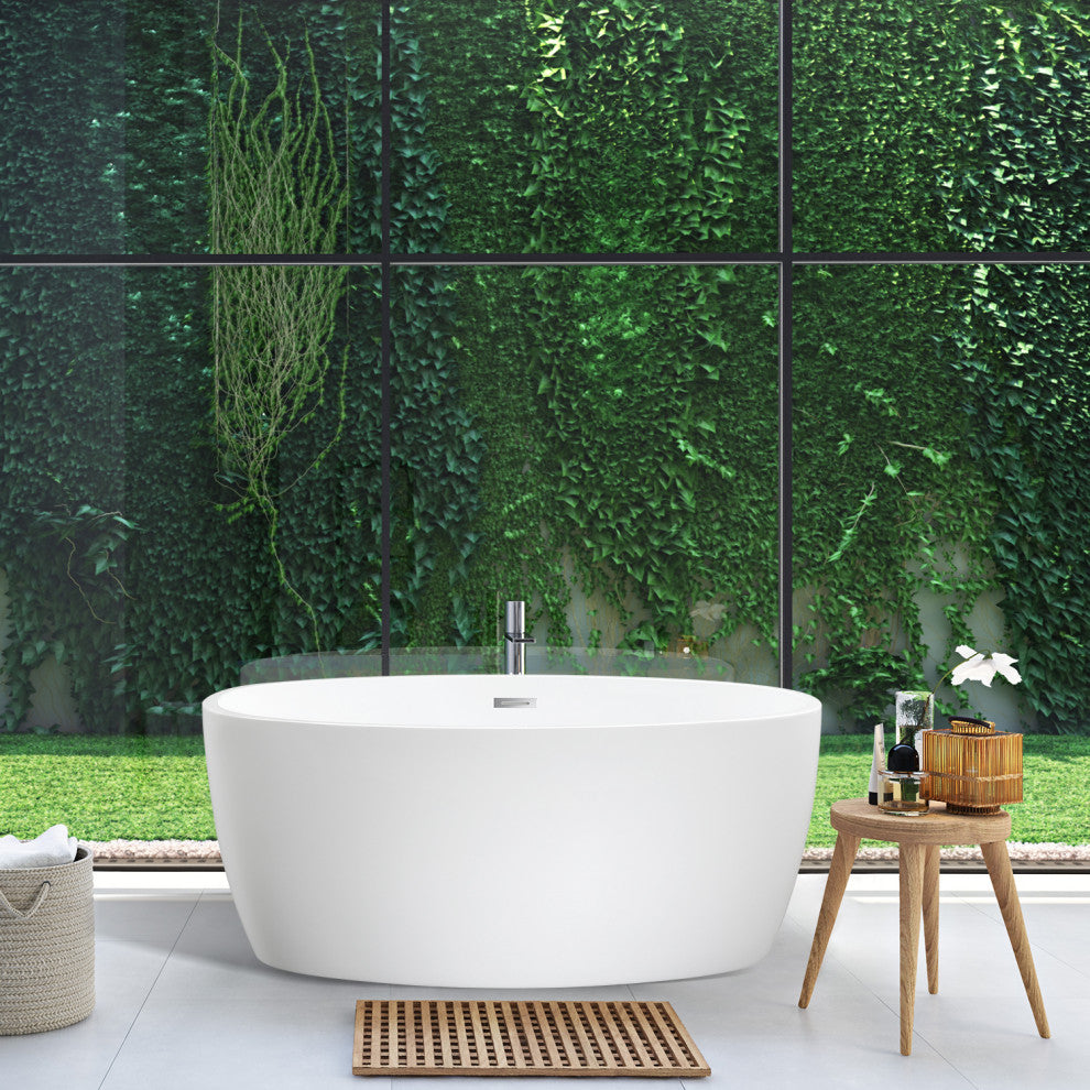 Jolie Freestanding Soaking Acrylic Bathtub, 55"