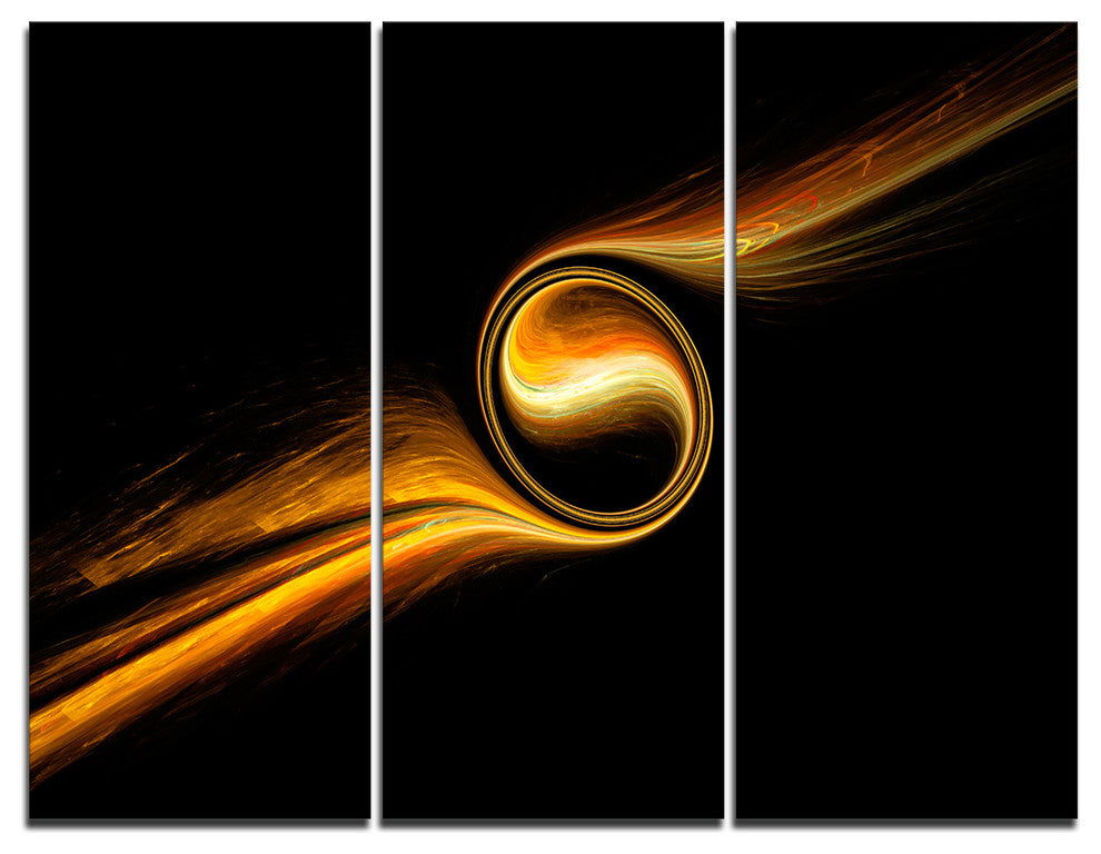 "Fractal 3-D Dancing Yellow Design" Art Canvas Print, 3 Panels, 36"x28"