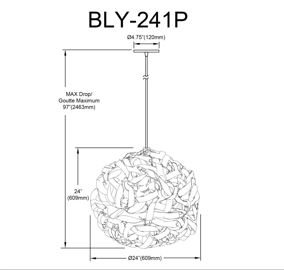 Bailey 1-Light Bamboo Pendant, Large, Natural