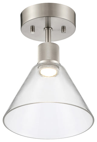 Access Lighting 63146LEDD/CLR Port Nine 8"W LED Semi-Flush - Brushed Steel