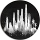 Los Angeles Dark Silhouette, Cityscape Painting Disc Metal Artwork, 23"
