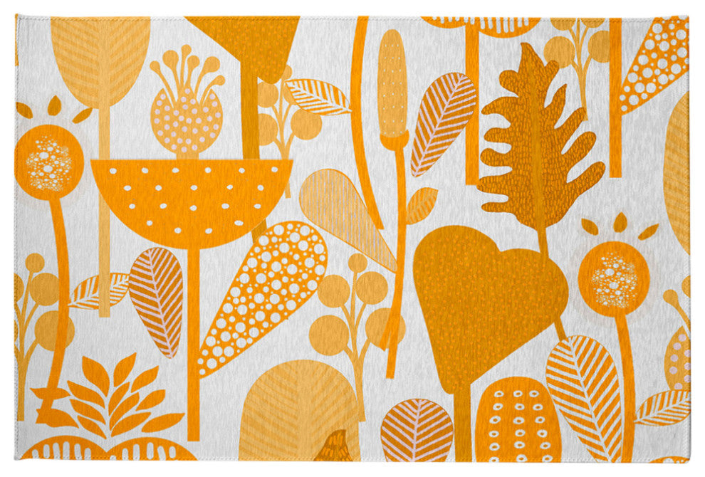 Flower Forest Spring Chenille Rug, Mango, 2'x3'